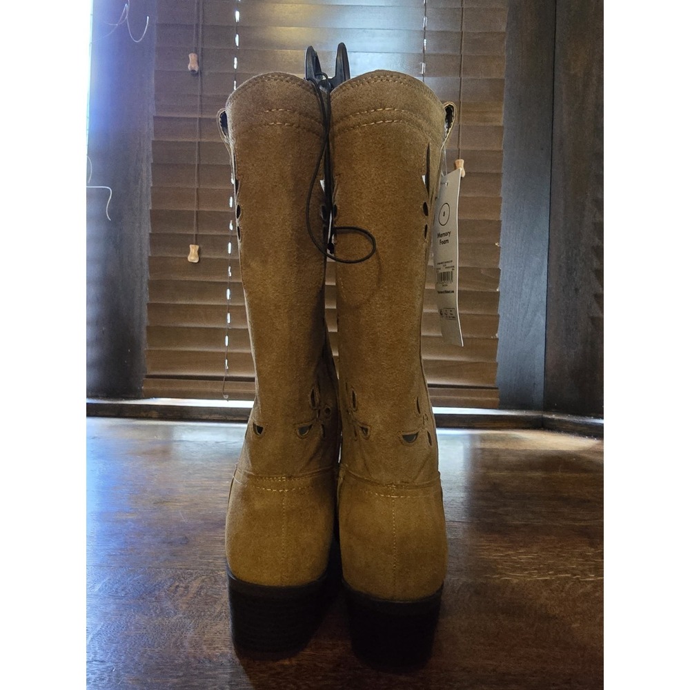 No Boundaries Women's Brown Suede Western Mid-Calf Boots Pointed Toe Pull-On - Picture 3 of 5